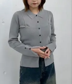archives 麻タッチポロニットアンサンブル　グレー