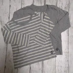 グレー ストライプ 長袖Tシャツ 100cm　2枚セット