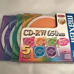 maxell CD-RW 650MB 5枚パック カラーミックス 4枚