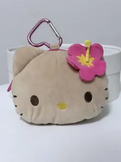 ハローキティ 日焼けキティ フェイスポーチ ハイビスカス カラビナ付 サンリオ