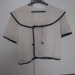 JIAN FENG 半袖ジャケット ブラウス レース ホワイト 韓国系 キュート