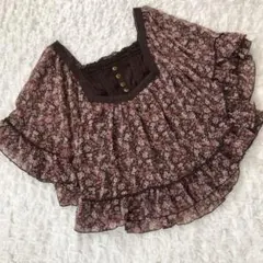 【希少品】LIZLISA 花柄ポンチョ 当時物 平成 y2k 森ガール 花柄 ポンチョ 00s 平成 y2k ブラウス フリル リズリサ