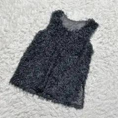 【c6567】ニット　セーター　ノースリーブ　グレー　モフモフ