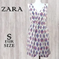 ザラZARA ノースリーブ 花柄ワンピース総柄モダンエスニックアジアン　EURS