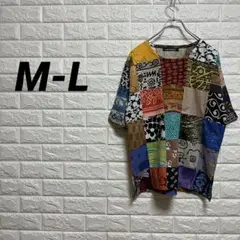 Tシャツ／カットソー　【M-L】　総柄　半袖　派手　レディース
