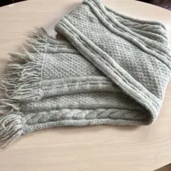 手編み　ベージュ　マフラー ウール
