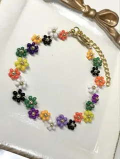 ビーズブレスレット 花