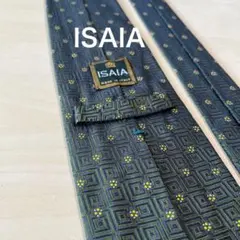 ISAIA イザイア　ディープグリーン　小紋　セッテピエゲ　７フォールドネクタイ