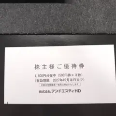 アンドエスティ（旧アダストリア） 株主優待券 1500円分(500円×3枚)最新