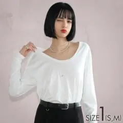 【CLANE／2024AW／オフショル可】DEEP U NECK TOPS／白1