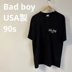 90s USA製BAD BOY リフレクターロゴ　ブラック Tシャツ Lサイズのサムネイル