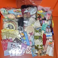 手芸材料セットまとめ売り ハンドメイドレースワッペンリボンボタン刺繍糸毛糸ビーズ