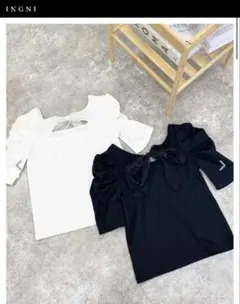 INGNI BACKリボンスクエアネックリブトップス