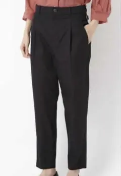 ヒューマンウーマン　超長綿ツイルパンツ　テーパードパンツ　ブラック　Sサイズ