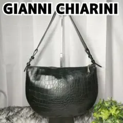 希少 ジャンニキャリーニ ショルダーバッグ クロコ ブラック レザー 革鞄 黒鞄