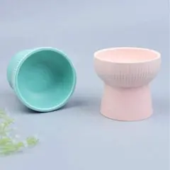 猫用 フードボウル 2個セット 脚付き 陶器製のサムネイル