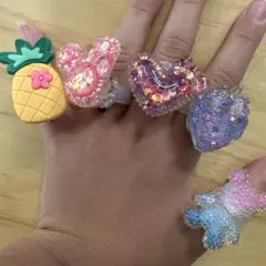 光る指輪 5個セット キッズ アクセサリー