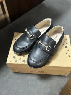 ブラックローファー （金具付き、マジックテープ）