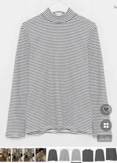 Nugu Nerd ボーダータートルネックTシャツ