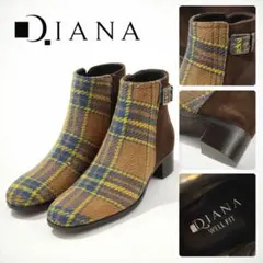 新品 定価2.7万×DIANA WELL FIT 日本製 牛革 ブーツ 24㎝