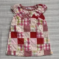 ミキハウス 90 パッチワーク風 ワンピース 半袖 うさこ 女の子 夏のサムネイル