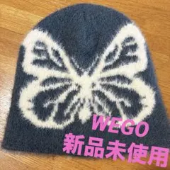 ケ*ュ様 6/16まで　WEGO ニット帽 ビーニー ブルー ホワイトのサムネイル