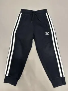 adidas ブラック　サイドストライプ スウェットボトムス