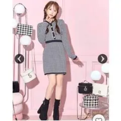 ミシェルマカロンチェック柄長袖ミニワンピース