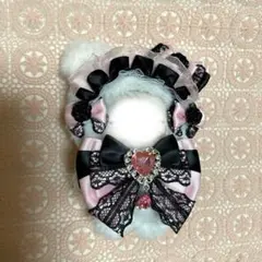 ぬい服　にじぱぺっと10㎝　着ぐるみ　ぬいぐるみ　ピンク　ブラックリボン