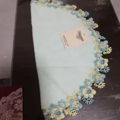 Chikazawa 水色 レースハンカチ円形