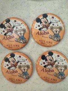 ディズニー　缶バッチ2個セットハワイ　アウラニディズニーリゾー1ミッキーダッフィ