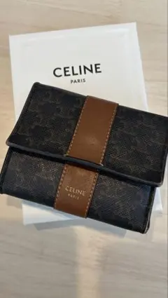 CELINE 二つ折り財布 ダークブラウン/ブラック