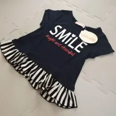 新品　タグ付き　フリル　ネイビー　Tシャツ 　90サイズ　女の子　半袖　夏