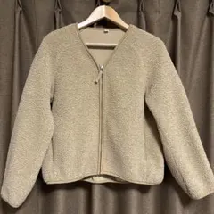 UNIQLO ボアフリース　フルジップカーディガンVネックM ベージュ