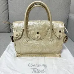 【在庫処分】Carving Tribes ハンドバッグ パールホワイト レザー