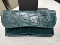 hasegawa handclafted ダークグリーン クロコダイル　長財布