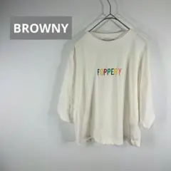 BROWNY ブラウニー フリーサイズ 白T 刺繍 ロゴ 古着