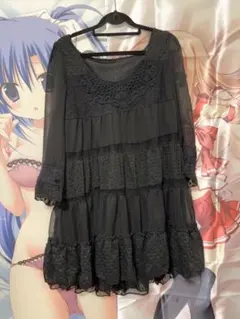 森ガール コケット 姫カジ 姫ギャル ダークコア ドット チュニック ミニワンピ