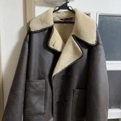 ZARA フェイクムートンジャケットブラウン