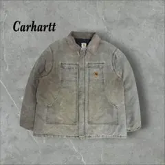 22]カーハート レザーロゴ フルジップ トラディッショナルコートジャケット古着