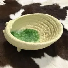 ビンテージ！脚付き陶器＆ガラスの小物入れ 花受け レトロ ヴィンテージ 雑貨のサムネイル