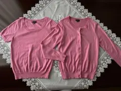 TALBOTS タルボット ピンク ニット カーディガン 半袖セーターセット