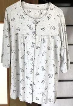 しまむら　レディース　猫デザイン　パジャマ 部屋着　グレー　Lサイズのサムネイル