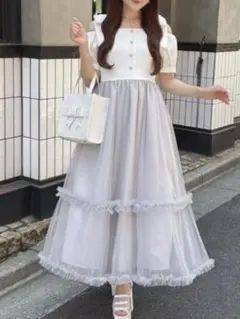 evelyn フリルチュールキャミOP アイスグレイ - メルカリ
