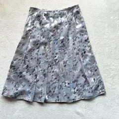 フレアスカート（F）花柄 プリーツ 膝丈 フェミニン 総柄 サイドジップ 綺麗め