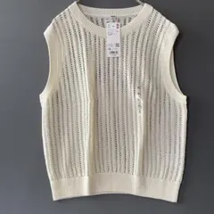 UNIQLO メッシュクルーネックショートセーター/ノースリーブ XL 新品