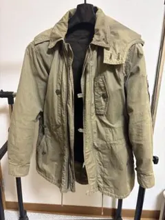 古着 アウター カーキ フード付きミリタリージャケット