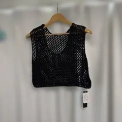 [新品]JEANASIS ブラック ニットベスト F定価4400