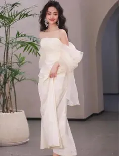 ウェディングドレス　前撮り　ドレス　ブライダル　白　ホワイト