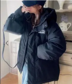 JaVa. フード付きブラックダウンジャケット